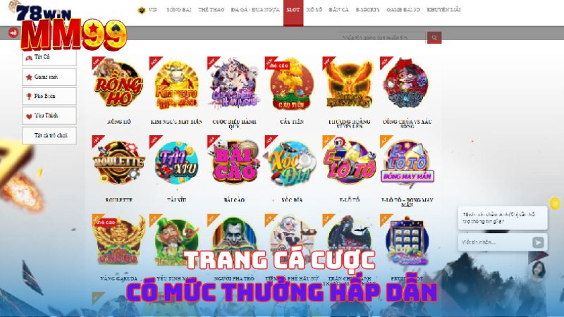 Trang cá cược có mức thưởng hấp dẫn